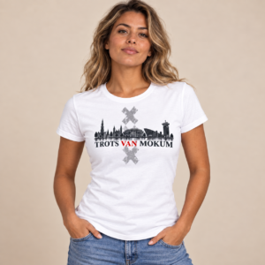 Trots van Mokum Skyline met Drie Kruisen Dames T-shirt Fitted