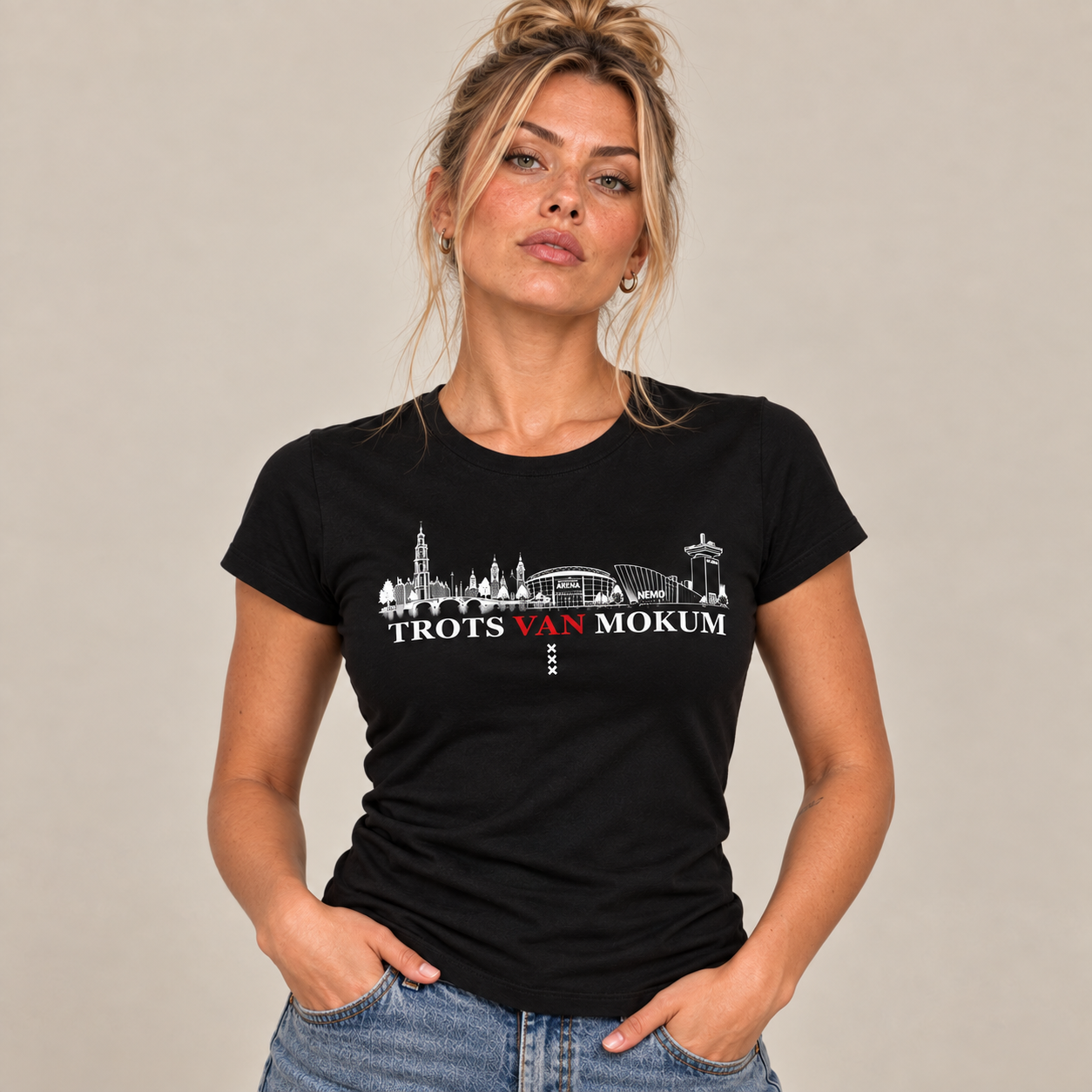 Trots van Mokum Skyline Dames T-shirt Fitted