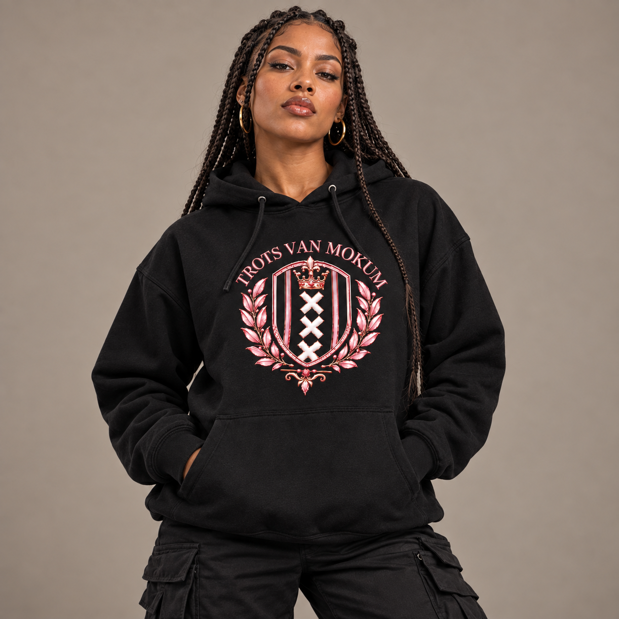 Trots van Mokum Wapen Roze Hoodie