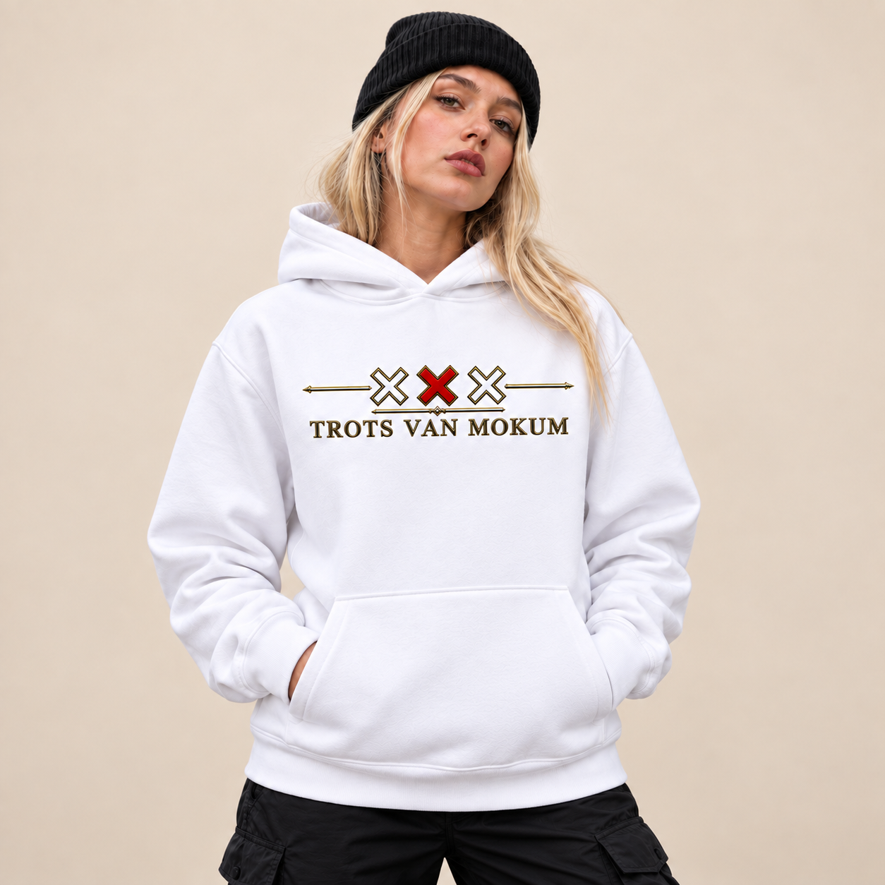 Trots van Mokum Drie Kruisen Rood/Goud Hoodie